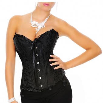 Gothic brocade corset - black